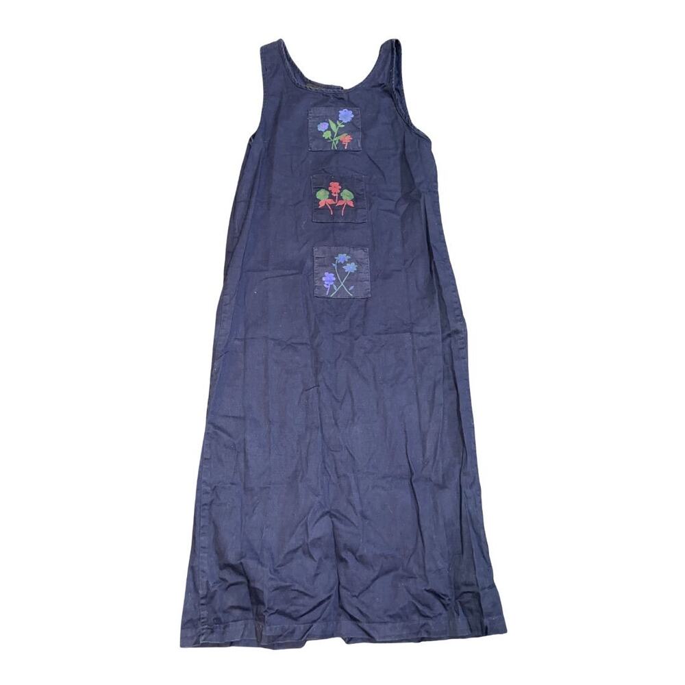 Eric Charles Vintage 90s Denim Maxi Dress SZ S Teacher Vibes Artsy Boho Cottage